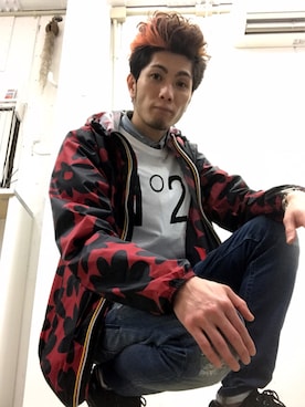 「red」｜「アイテム（ナイロンジャケット）」を使った、hiroseさん（メンズ・173cm）の春コーディネート