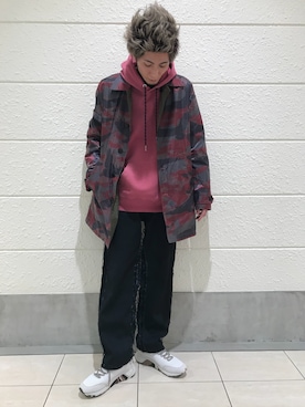 「DIESEL（ディーゼル）のアイテム（ステンカラーコート）」を使った、hiroseさん（メンズ・174cm）の冬コーディネート