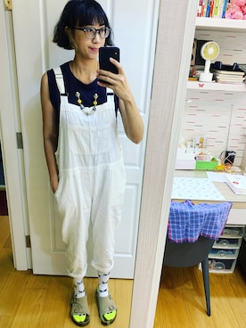 「SM2（エスエムツー）のアイテム（オールインワン・サロペット）」を使った、Eva     Wangさん（レディース・170cm）の夏コーディネート