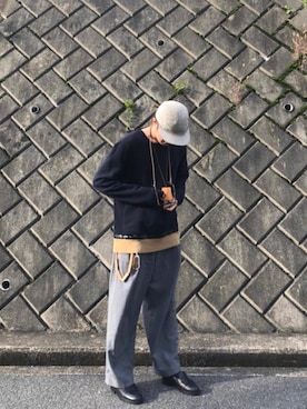 「Hender Scheme（エンダースキーマ）のアイテム（キャップ）」を使った、土子さん（メンズ・176cm）の冬コーディネート