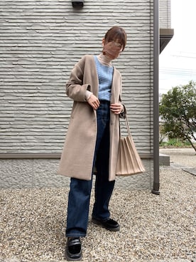 「LOWRYS FARM（ローリーズファーム）のアイテム（ノーカラーコート）」を使った、Wakaさん（レディース・159cm）の春コーディネート