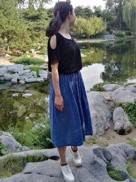 「CANDY（キャンディー）のアイテム」を使った、佳子Kakoさん（レディース・165cm）の夏コーディネート