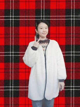「select MOCA（セレクトモカ）のアイテム（ノーカラージャケット）」を使った、佳子Kakoさん（レディース・165cm）の冬コーディネート