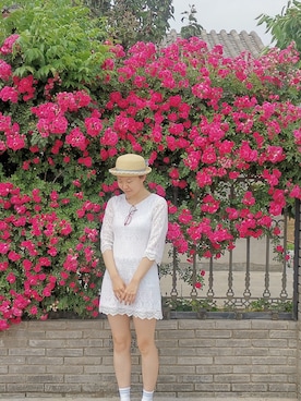 「H&M（エイチ・アンド・エム）のアイテム（チュニック）」を使った、佳子Kakoさん（レディース・165cm）の夏コーディネート