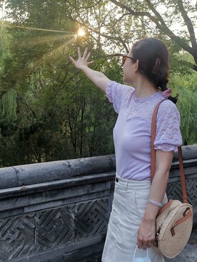 「H&M（エイチ・アンド・エム）のアイテム（かごバッグ）」を使った、佳子Kakoさん（レディース・165cm）の夏コーディネート