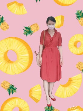 「H&M（エイチ・アンド・エム）のアイテム（かごバッグ）」を使った、佳子Kakoさん（レディース・165cm）の夏コーディネート