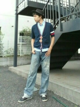 「MICKEY MOUSE（ミッキーマウス）のアイテム（パンツ）」を使った、俊さん（メンズ・178cm）の秋コーディネート