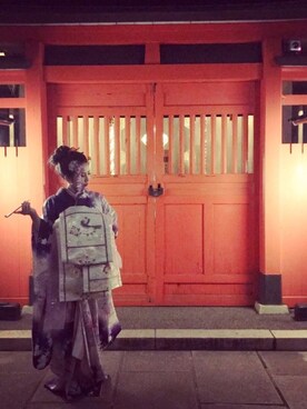 「kimono」｜「アイテム（その他）」を使った、Akiho.Iさん（レディース・160cm）の冬コーディネート