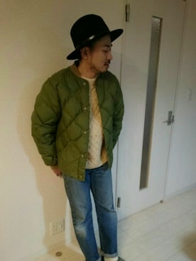 「Eddie Bauer（エディーバウアー）のアイテム（ジャケット/アウター）」を使った、ハスキさん（メンズ・172cm）の冬コーディネート