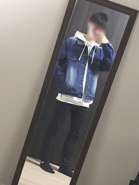 「Right-on（ライトオン）のアイテム（デニムジャケット）」を使った、ヒリンさん（メンズ・162cm）の冬コーディネート