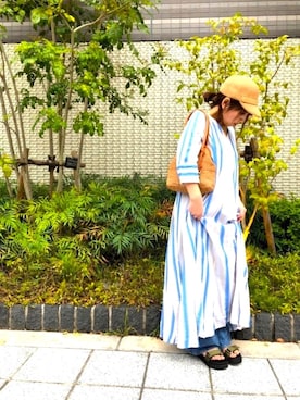 「アイテム（サンダル、グリーン系）」を使った、せる子さん（レディース・152cm）の春コーディネート