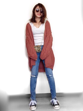 「EGOIST（エゴイスト）のアイテム（Tシャツ/カットソー）」を使った、Miiさん（レディース・159cm）の秋コーディネート