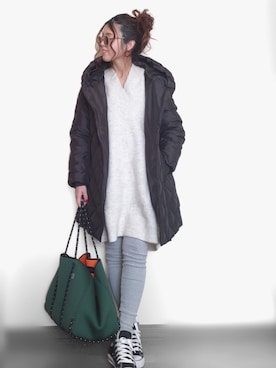 「キルティングコート」｜Miiさん（レディース・159cm）の冬コーディネート