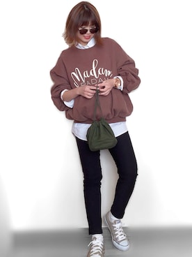 「Aco Design（アコデザイン）のアイテム（トップス）」を使った、Miiさん（レディース・159cm）の冬コーディネート