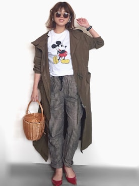 「ミッキーT」｜「アイテム（マウンテンパーカー）」を使った、Miiさん（レディース・159cm）の春コーディネート