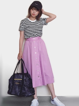 「Desigual（デシグアル）のアイテム（スニーカー）」を使った、Miiさん（レディース・159cm）の夏コーディネート