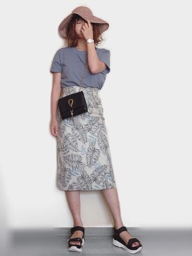 「Daniel Wellington（ダニエルウェリントン）の販売終了 クラシックペティット ボンダイ 32mm（アナログ腕時計）」を使った、Miiさん（レディース・159cm）の夏コーディネート