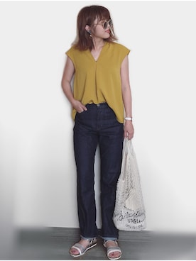 「Daniel Wellington（ダニエルウェリントン）の販売終了 クラシックペティット ボンダイ 32mm（アナログ腕時計）」を使った、Miiさん（レディース・159cm）の夏コーディネート