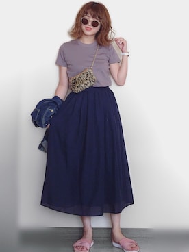 「クルーネックTシャツ」｜「アイテム（腕時計）」を使った、Miiさん（レディース・159cm）の夏コーディネート