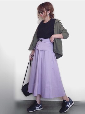 「ワッフルスリーブレスt」｜Miiさん（レディース・159cm）の秋コーディネート