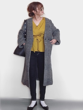 「ぺプラムトップス」｜「アイテム（その他アウター）」を使った、Miiさん（レディース・159cm）の秋コーディネート