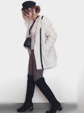「リップスター」｜「アイテム（ブルゾン）」を使った、Miiさん（レディース・159cm）の冬コーディネート