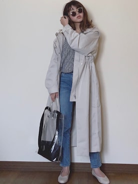「テーパードデニム」｜「アイテム（その他アウター）」を使った、Miiさん（レディース・159cm）の春コーディネート