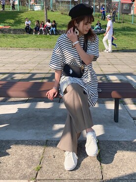 「リップスター」｜「アイテム（腕時計）」を使った、Miiさん（レディース・159cm）の春コーディネート