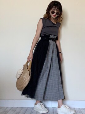 「SaaCha（サーチャ）のアイテム」を使った、Miiさん（レディース・160cm）の夏コーディネート