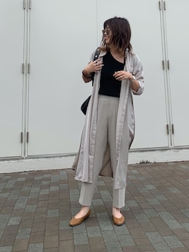 「リブニット」｜「アイテム（シャツワンピース）」を使った、Miiさん（レディース・159cm）の秋コーディネート