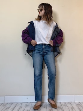 「ポケットＴシャツ」｜「アイテム（ブルゾン）」を使った、Miiさん（レディース・159cm）の秋コーディネート