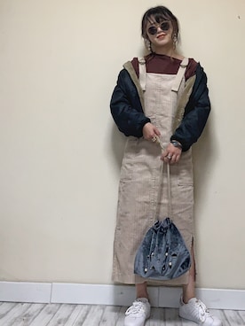 「SonnyLabel」｜「アイテム（ジャンパースカート）」を使った、Miiさん（レディース・159cm）の冬コーディネート