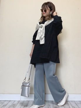 「reca（レカ）のゆったりラフな着心地◆超ビッグシルエットカットソー（Tシャツ/カットソー）」を使った、Miiさん（レディース・159cm）の春コーディネート