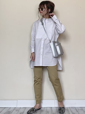 「URBAN RESEARCH（アーバンリサーチ）の『4サイズ展開』テーパードチノパンツ（その他パンツ）」を使った、Miiさん（レディース・159cm）の春コーディネート