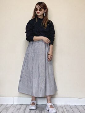 「TRIANGLE PALETTE（トライアングルパレット）のアイテム（スカート）」を使った、Miiさん（レディース・159cm）の春コーディネート