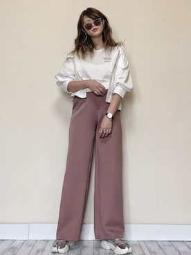 「くすみピンク」｜「アイテム（ブルゾン）」を使った、Miiさん（レディース・159cm）の夏コーディネート