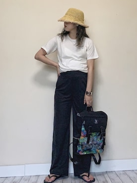 「ラフコーデ」｜「アイテム（ビーチサンダル）」を使った、Miiさん（レディース・159cm）の夏コーディネート
