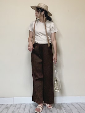 「リボンハット」｜Miiさん（レディース・159cm）の夏コーディネート