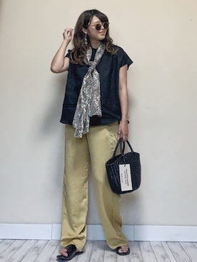 「サテンパンツ」｜「アイテム（財布/小物）」を使った、Miiさん（レディース・159cm）の夏コーディネート