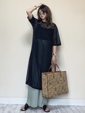 「シアーワンピース」｜「アイテム（腕時計）」を使った、Miiさん（レディース・159cm）の夏コーディネート