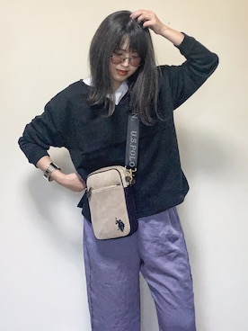 「キーネック」｜「アイテム（スウェット）」を使った、Miiさん（レディース・159cm）の秋コーディネート