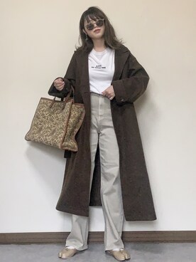 「秋のカフェオレコーデ」｜「アイテム（チェスターコート）」を使った、Miiさん（レディース・159cm）の秋コーディネート