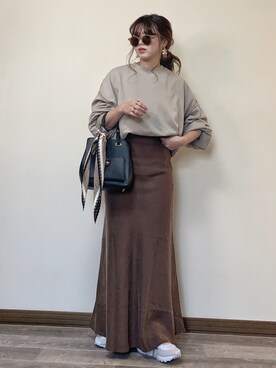 「ISOOK（アイスー）のアイテム（スカート）」を使った、Miiさん（レディース・159cm）の春コーディネート