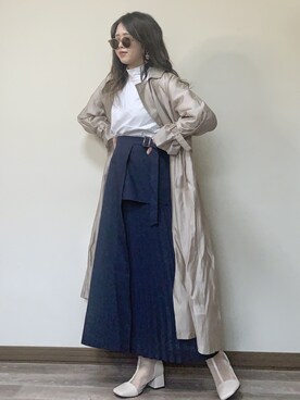 「アシンメトリー」｜「アイテム（トレンチコート）」を使った、Miiさん（レディース・159cm）の春コーディネート