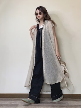 「シャツワンピ」｜「アイテム（サロペット/オーバーオール）」を使った、Miiさん（レディース・159cm）の春コーディネート