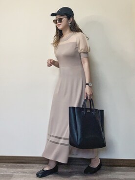 「シースルー」｜「アイテム（アナログ腕時計）」を使った、Miiさん（レディース・159cm）の夏コーディネート