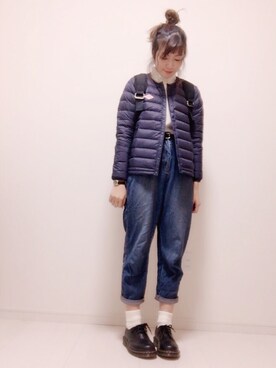 「Dr. Martens（ドクターマーチン）のDr.Martens (ドクターマーチン)/1461 3EYE GIBSON SHOES（その他シューズ）」を使った、eicoさん（レディース・158cm）の冬コーディネート