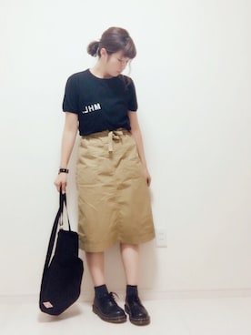 「Dr. Martens（ドクターマーチン）のDr.Martens (ドクターマーチン)/1461 3EYE GIBSON SHOES（その他シューズ）」を使った、eicoさん（レディース・158cm）の秋コーディネート