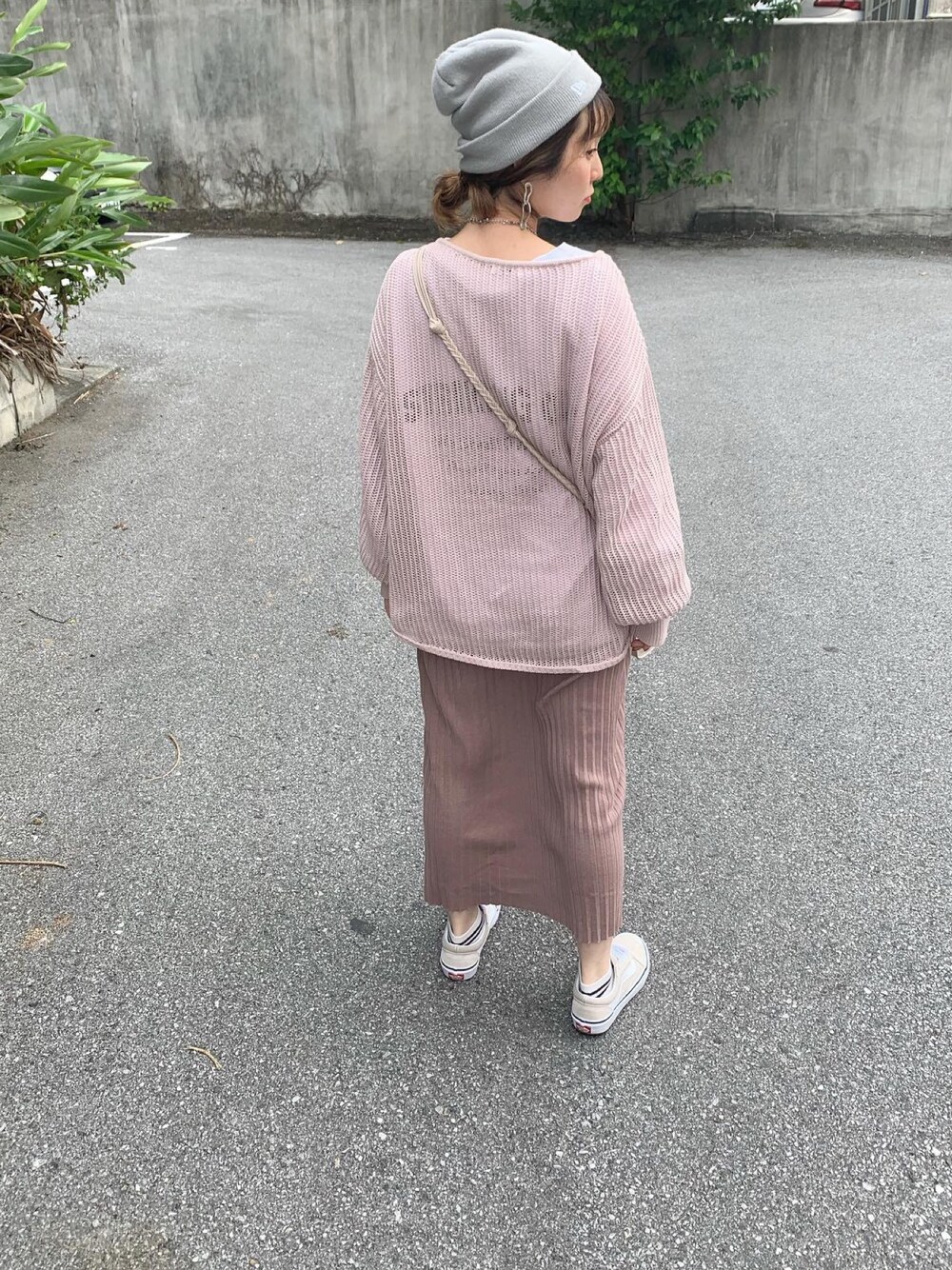 「春服、ピンクコーデ、春色、ロンT」｜「LOWRYS FARMのスカシアミプルオーバー　875077（ニット/セーター、ピンク系）」を使った、Ⓜ︎ｉｙｕ☺︎さん（レディース・152cm）の春コーディネートの1枚目の写真