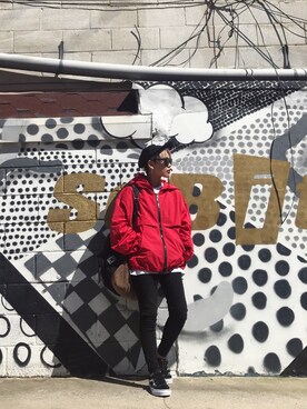 「韓国」｜「アイテム（ナイロンジャケット）」を使った、川越由衣さん（レディース・154cm）の秋コーディネート